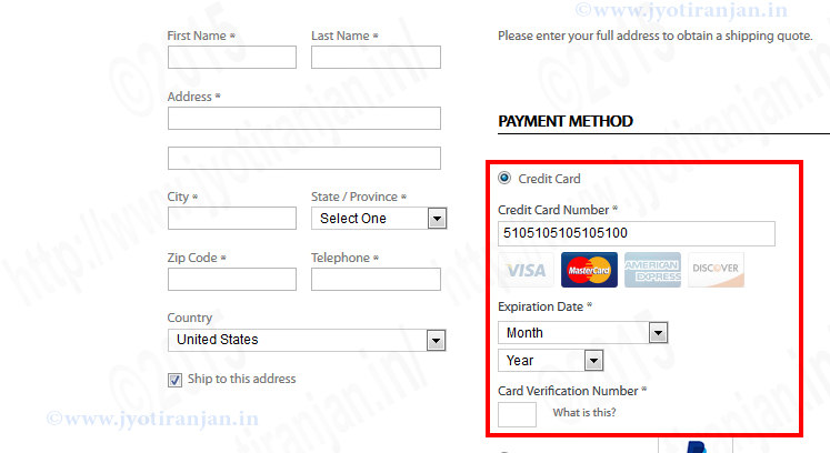 credit card auto select in magento