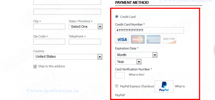 magento auto selected credit card type